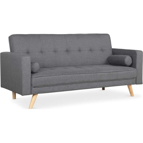 Canapé Convertible 3 Places Scandinave "Navya" Gris Foncé (1/5)
