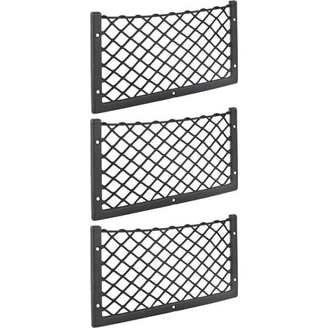 Lot de 3 filets de rangement élastiques pour voiture, 36x18 cm, pour van, caravane – DELKEVIC