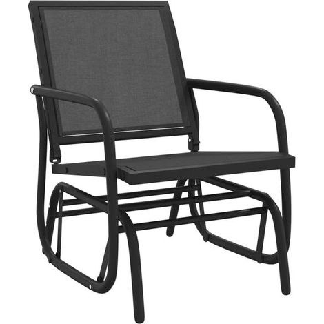 Fauteuil à bascule de jardin noir, 61 x 76 x 87 cm, tissu Teslin/acier (1/5)