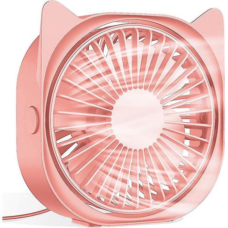 Petit ventilateur de bureau portable USB à oreilles de chat, 3 vitesses (1/4)