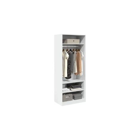 Armoire dressing 1 penderie 3 étagères 80cm - Collection Klozer-Blanc (1/5)