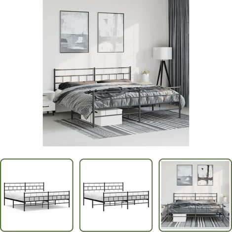 vidaXL Lit métallique - Cadre de lit métal sans matelas avec pied de lit noir 183x213cm (1/5)