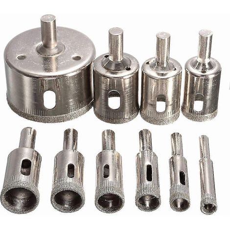 Jeu de 10 forets HSS à revêtement diamant pour outils électriques, pour carrelage, marbre, verre, céramique, scie cloche, 3 mm à 50 mm (1/5)