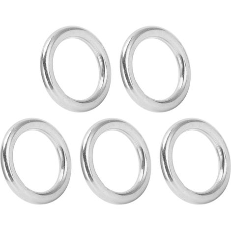 Set di 5 anelli rotondi saldati in acciaio inox, robusti e durevoli, per uso nautico e all'aperto (3 x 15 mm). (1/5)
