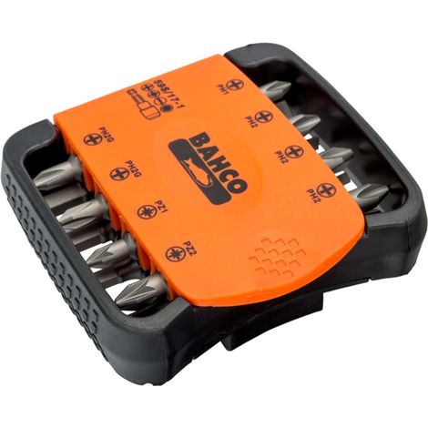 Bahco 1/4 Bitsatz für Schlitz-, Phillips-, Pozidriv- und Innensechskantschrauben 27 mm x 73 mm x 82 mm- 17-tlg. (1/3)