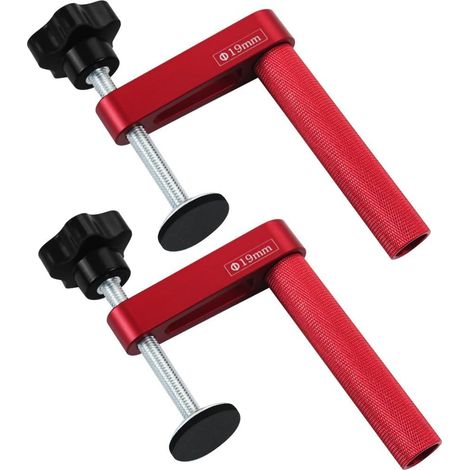 Juego de 2 abrazaderas de banco ajustables (19 mm) para carpintería. Abrazaderas de aluminio resistentes y de liberación rápida con almohadillas protectoras.