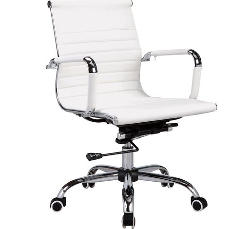 Chaise de bureau en simili-cuir blanc, modèle EXECUTIVE (1/3)