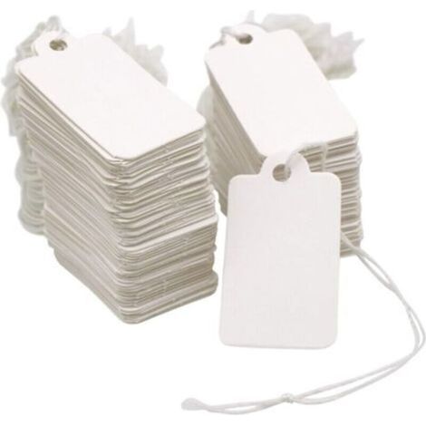 Etiquetas de precio pequeñas blancas, 500 unidades, 35 mm x 22 mm, etiquetas decorativas con cordón, etiquetas de precio para ropa.