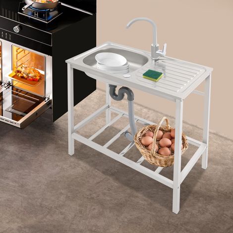 Évier commercial 29,5 x 29,5 x 15,7 pouces Évier indépendant Évier de buanderie commune Évier de cuisine en acier inoxydable à cuve unique Plan de travail avec évier de cuisine (1/5)