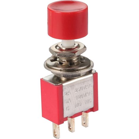 AC 2A/250V 5A/120V 3 Broches SPDT Momentané Bouton Poussoir Commutateur De Bouton Poussoir 1 NO 1 NC (1/4)