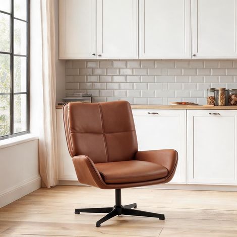 Chaise de salle à manger marrón en PU 80 x 70 x 82 cm (1/5)