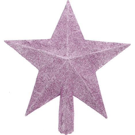 Étoile Pour Arbre De Noël - Décoration En Plastique Rose À Paillettes - Pour Arbre De Noël Toppers - Lot De 1 (1/5)