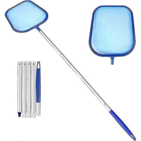Épuisette de piscine, perche télescopique réglable en aluminium de 122 cm (48 pouces), pour retirer rapidement les débris et les feuilles au fond. (1/5)