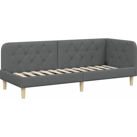 Corner Bed Frame Dark Grey 80 x 200 cm Fabric vidaXL