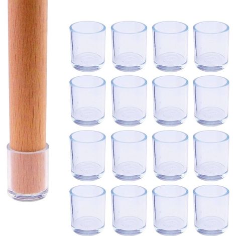 Juego de 16 protectores para patas de silla - Silicona - Redondos - Diámetro: 16 mm (1/4)
