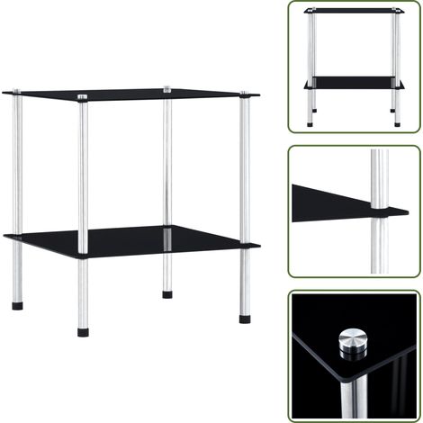 Regal mit 2 Ablagen Schwarz 40x40x47 cm Hartglas - Glastürken - Vitrine Schwarz - Regal Aus Glas - Sideboard - Deko Regal (1/5)