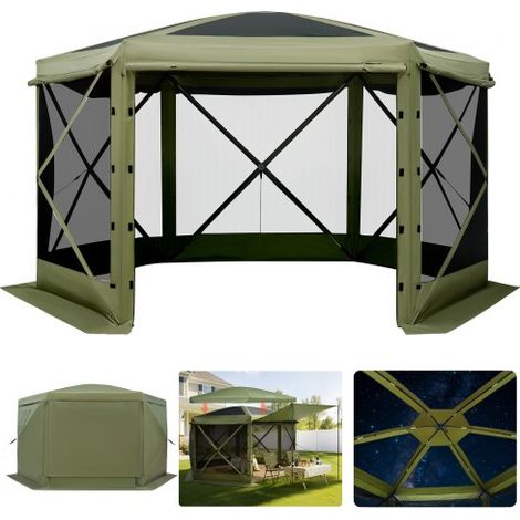 Carpa Plegable de 6 Lados 3 x 3 m, Pérgola de Jardín con Techo Desmontable y Bolsa de Transporte, Carpa de Exterior para 6 a 8 Personas, para Fiesta, Camping, Playa, Patio, Jardín, Verde (1/5)