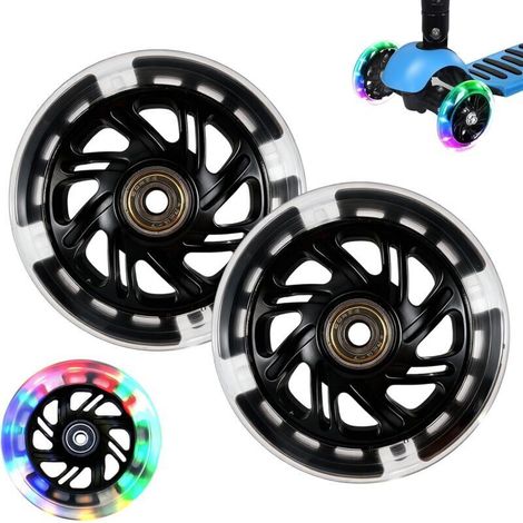 2 Pièces Roues De Rechange Pour Scooter, 100 mm Roues De Trottinette ABEC-7, Lumineuses, Pour Roue De Patins à Roulettes, Roue De Patins à Roulettes D'IntéRieur/D'ExtéRieur