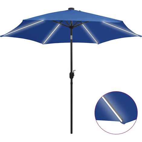 Parasol avec LED - Parasol de Jardin Parasol droit et mât en aluminium 300 cm Bleu azuré BV340187 - BonneVie (1/5)