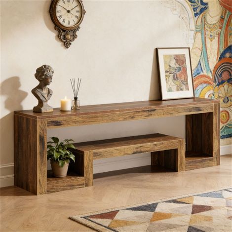Meuble TV bas de style console avec étagères ouvertes pour téléviseurs de 55 à 65 pouces, meuble TV en bois, centre multimédia (1/5)