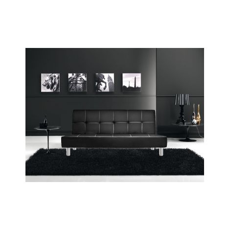 Divano letto 3 posti, reclinabile in ecopelle nero 180x92cm Sicorage Soffy