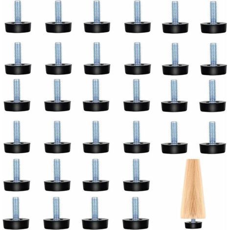 32 Pièces Pieds de Meubles Réglables Pieds à Vis Pieds de Nivellement de Meubles Pieds Filetés M8 Pieds de Nivellement pour Pieds de Meubles Chaise Table Noir M825 mm