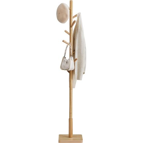 VASAGLE Attaccapanni, Appendiabiti da Terra in Legno, 8 Ganci, per Cappotti Cappelli Borse, per Ingresso, Ganci e Palo in Legno di Gomma, Beige Naturale RCR010N01 (1/5)