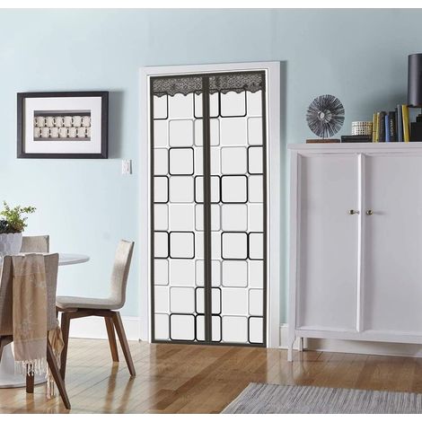 Rideau de porte isolant magnétique thermique 90 x 210 cm Protection de porte isolante pour portes d'hiver Protection contre le froid et la chaleur Fermeture automatique pour climatiseur, cuisi (1/5)