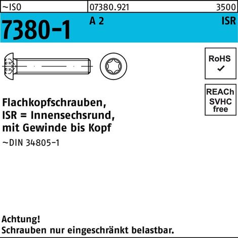 ISO 7380-1 Flachkopfschraube A 2 M 3 x 25 -T10 Vollgewinde A 2 500 Stk (1/2)