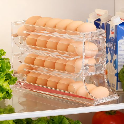 Boîte Œufs Glissière Automatique 4 Niveaux 30 œufs, distributeur roulant frigo économie espace (1/4)