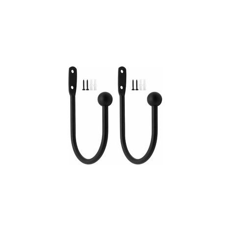 Memkey – Juego de 2 ganchos de cortina de metal negro – Acero galvanizado para cortinas pesadas y ligeras – Ancho interior de 7,5 cm - Crezuo