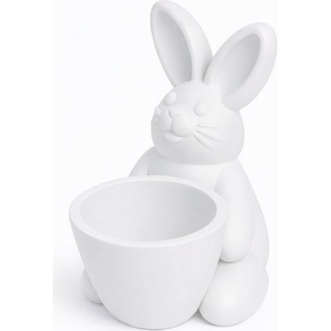 Decorazione pasquale: coniglio bianco con ciotola e contenitore per piccoli oggetti (1/3)