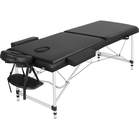 Table de Massage Pliante 2 Section 70 x 213 cm Lit de Massage Portable Aluminium Housse de Transport pour Thérapie Salon Massage (1/5)