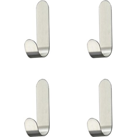 Lot de 4 crochets adhésifs en acier inoxydable, résistants à la rouille et à l'eau, parfaits pour ranger serviettes, clés, etc. Idéal pour la maison, la cuisine et la salle de bain. (1/5)