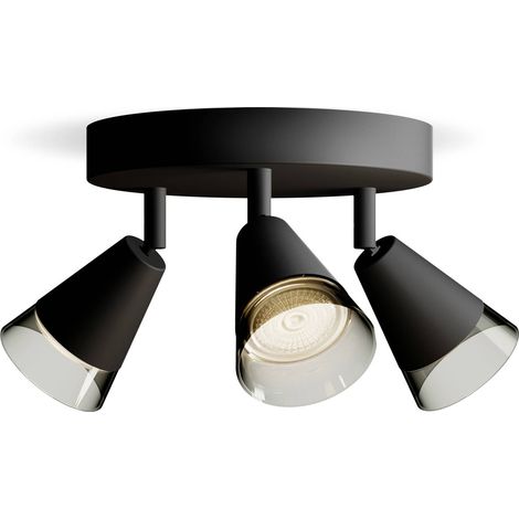 Philips Cleft Spot en saillie à 3 points lumineux (Noir) - Culot GU10 (1/5)