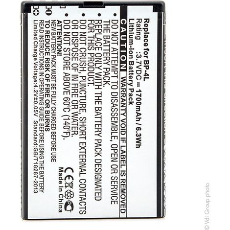 NX - Batterie téléphone, smartphone, GSM pour Nokia 3.7V 1700mAh - BP-4LBP-4LVBP4LBP4 (1/4)