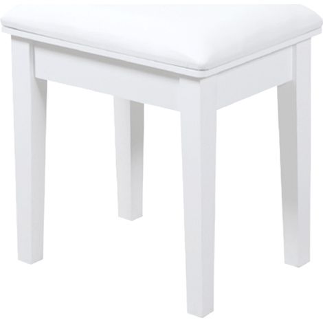 Schminkhocker Quadrat Hocker aus PU und Baumwolle Mit Holzbeinen Weiß (1/5)