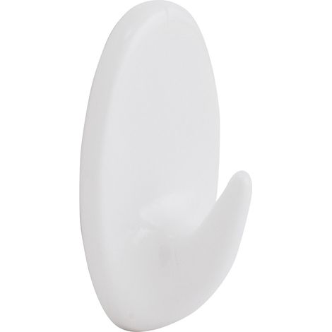 Klebehaken Wandhaken oval 26x42x20 mm, Kleiderhaken Haken aus Kunststoff weiß