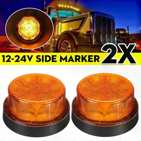 1/2PCS 12V 24V LED Clignotant Stroboscope Lampe d'alarme d'urgence Ronde Rotative pour Toit de Camping-car Camion (1/5)