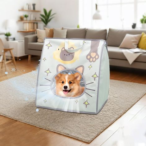 Sac de transport pour animaux de compagnie - Valise de transport félin avec paquet de glace intégré, compartiment ventilé pliable thermique pour voiture, randonnée, vélo, avion, extérieur, intérieur (1/4)