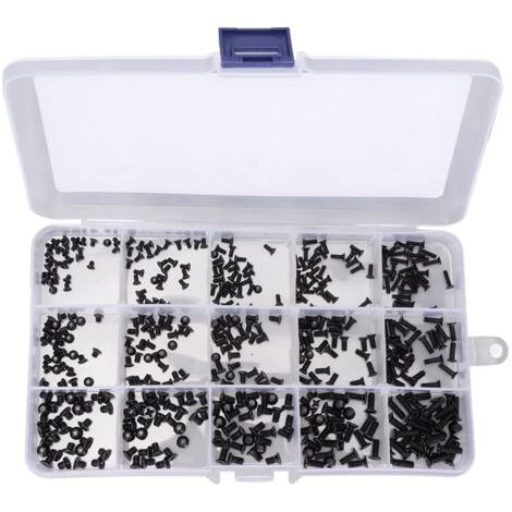 450pcs tête fraisée km combinaison de vis, vis noire, vis km noire 15 spécifications combinaison,Boîte à vis (1/5)
