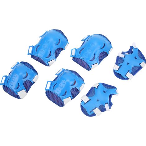 Ensemble de protections pour le patinage à roulettes, comprenant des genouillères, des coudières et des protège-paumes réglables pour les 6-18 ans, bleu. (1/5)