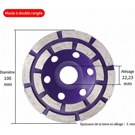 Disque boisseau diamanté 100 mm double rangée pour béton et pierre 100 208 22.23 8 40 × 30 × 20 cm 100 g – Livraison gratuite
