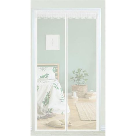 Moustiquaire porte magnétique - - 130x210 cm - Fermeture automatique silencieuse - Polyester résistant - Blanc