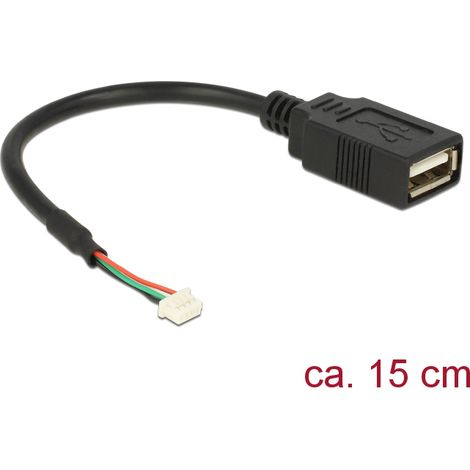 Delock base de conexiones del cable usb 2.0 hembra de 4 contactos 1,25 mm  usb 2.0 tipo-a hembra 15 cm