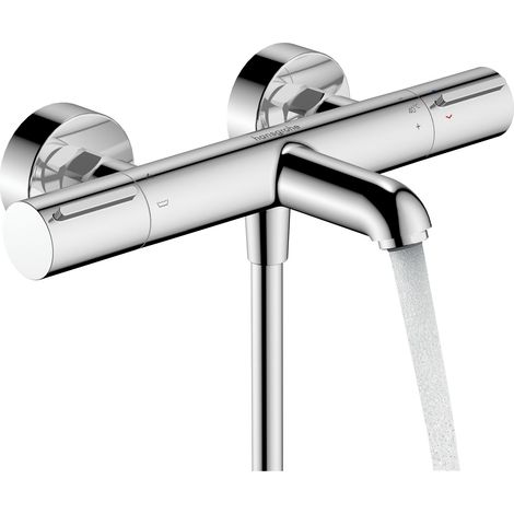 Hansgrohe – Mitigeur thermostatique de baignoire – Finition chromée – Entraxe 150 mm – Cartouche thermostatique avec verrou de sécurité à 40 °C