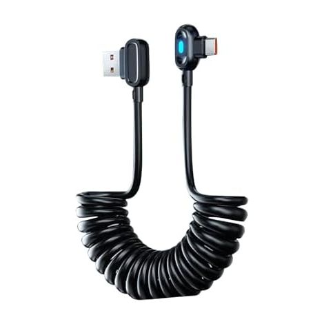Câble de charge USB-C rétractable et lumineux pour une charge rapide. Idéal pour remorques, camping-cars, voitures, berlines, pick-ups, hommes, femmes, maris, fils, filles, famille et amis. (1/5)