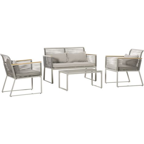 4 Pieces Rattan Garden Furniture Set - Grey