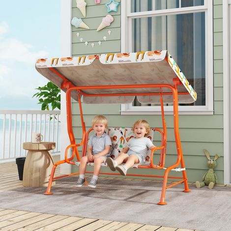 Balançoire enfant 2 places, 112 x 75 x 120 cm, orange