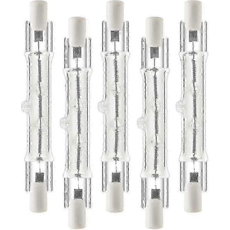 Packung mit 5 linearen Halogenlampen R7S 118 mm 300 W 230 V, kompatibel mit dimmbaren Halogenlampen (Bauart C). (1/5)